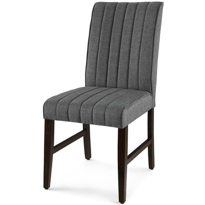 Motivate Channel Tufted Upholstered Fabric Dining Chair Set of 2, Fabric, Wood, Grey Gray, 18163