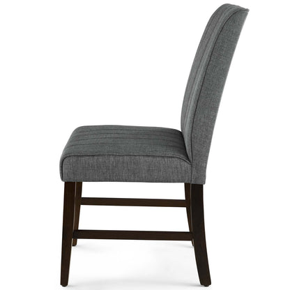 Motivate Channel Tufted Upholstered Fabric Dining Chair Set of 2, Fabric, Wood, Grey Gray, 18163