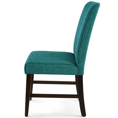 Motivate Channel Tufted Upholstered Fabric Dining Chair Set of 2, Fabric, Wood, Teal Blue, 18164