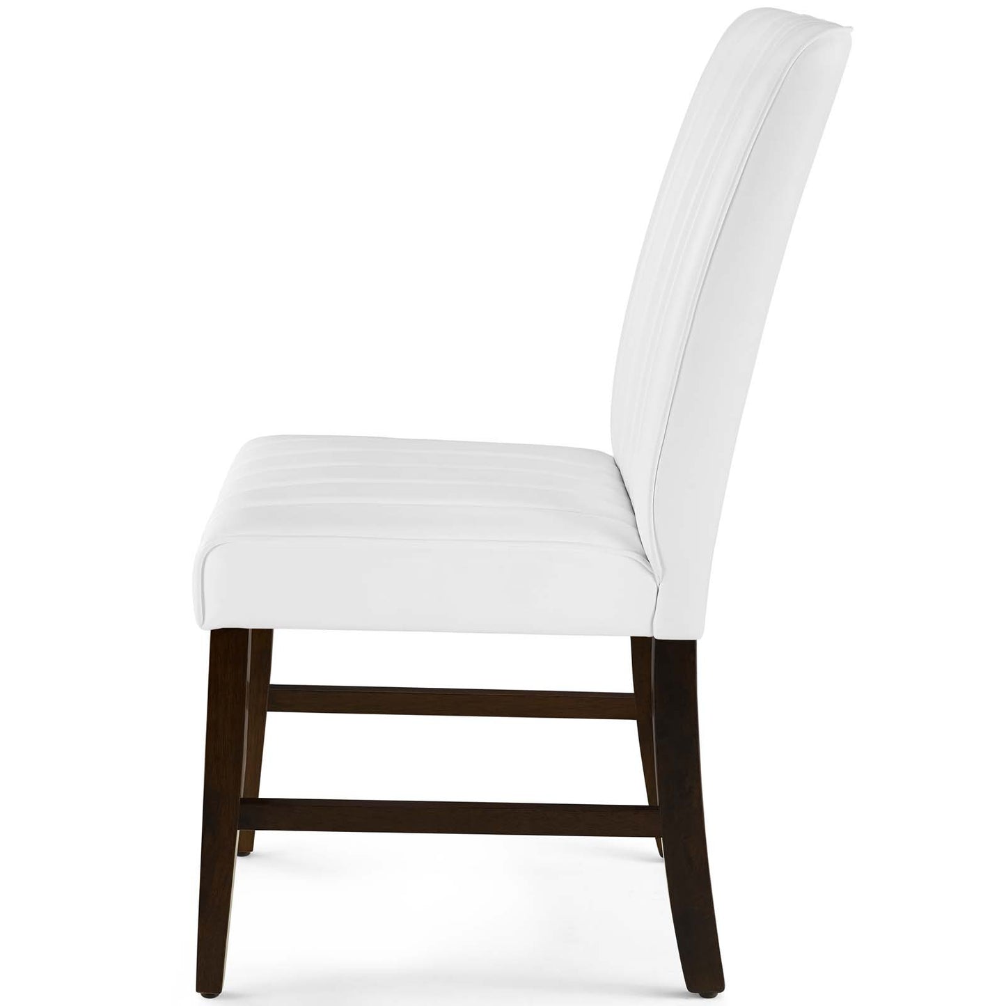 Motivate Channel Tufted Upholstered Faux Leather Dining Chair Set of 2, Faux Leather, Wood, White, 18166