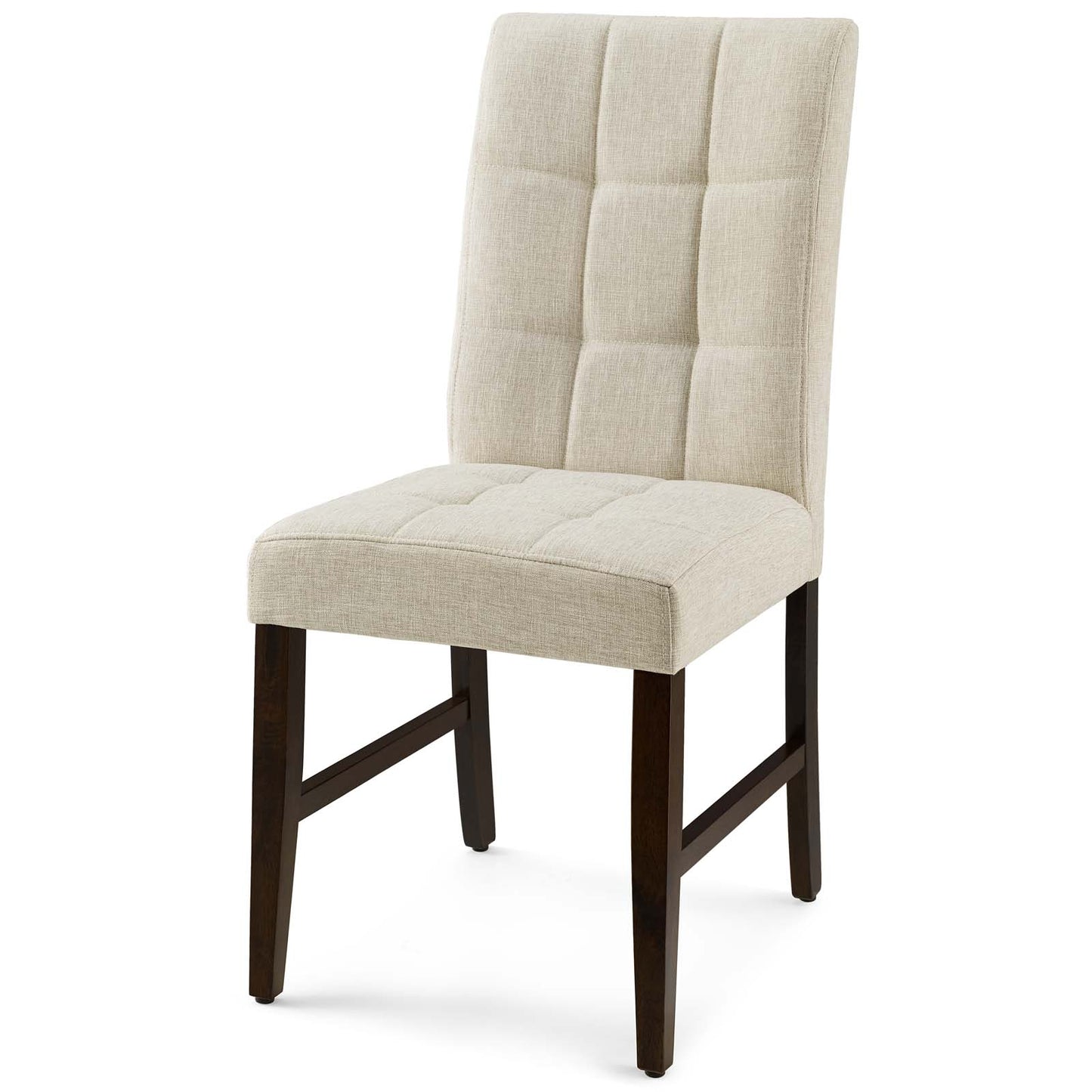 Promulgate Biscuit Tufted Upholstered Fabric Dining Chair Set of 2, Fabric, Wood, Beige, 18167