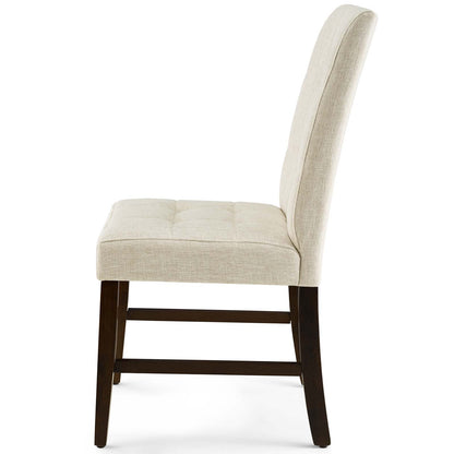 Promulgate Biscuit Tufted Upholstered Fabric Dining Chair Set of 2, Fabric, Wood, Beige, 18167