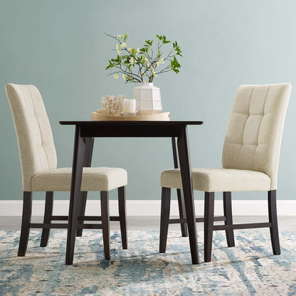 Promulgate Biscuit Tufted Upholstered Fabric Dining Chair Set of 2, Fabric, Wood, Beige, 18167