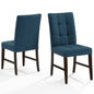 Promulgate Biscuit Tufted Upholstered Fabric Dining Chair Set of 2, Fabric, Wood, Blue, 18168