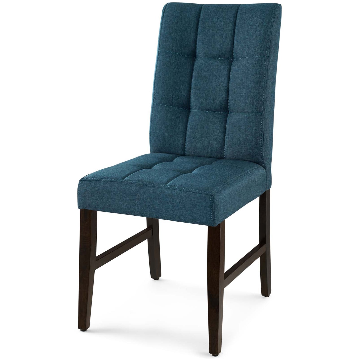 Promulgate Biscuit Tufted Upholstered Fabric Dining Chair Set of 2, Fabric, Wood, Blue, 18168