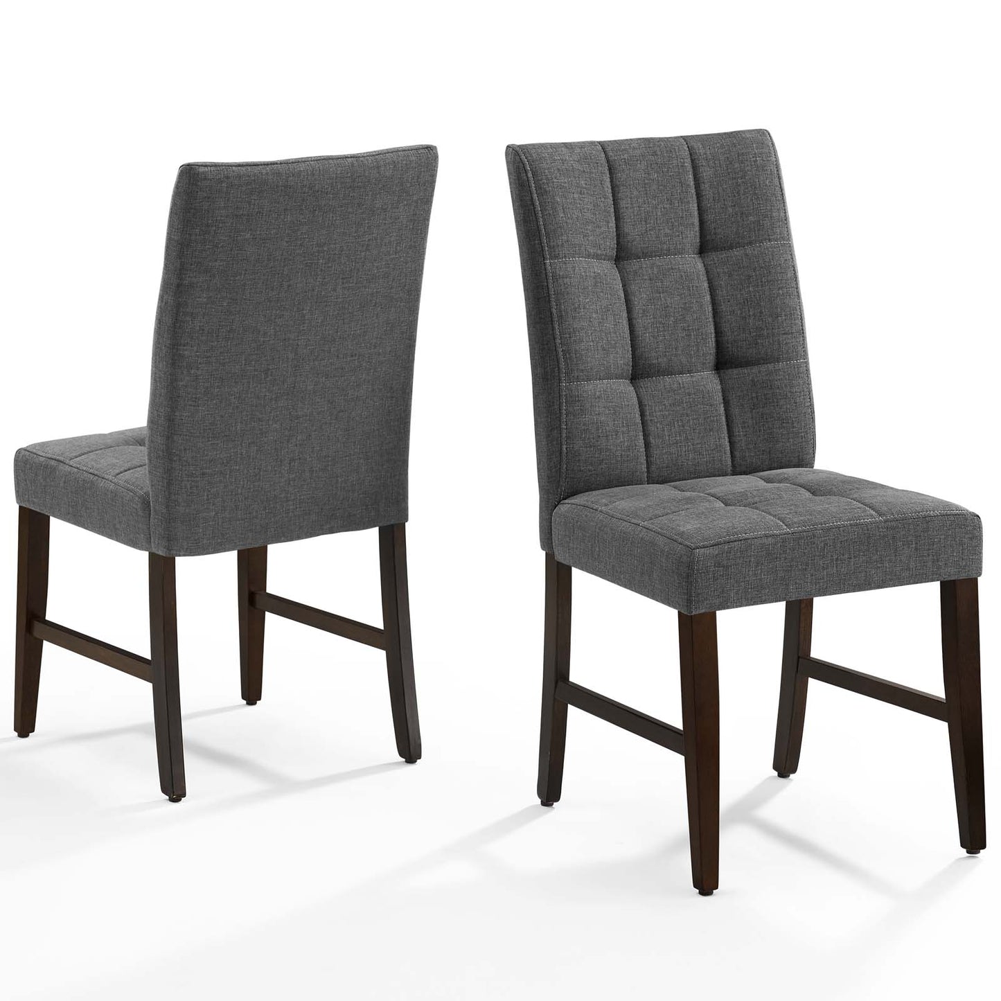 Promulgate Biscuit Tufted Upholstered Fabric Dining Chair Set of 2, Fabric, Wood, Grey Gray, 18169