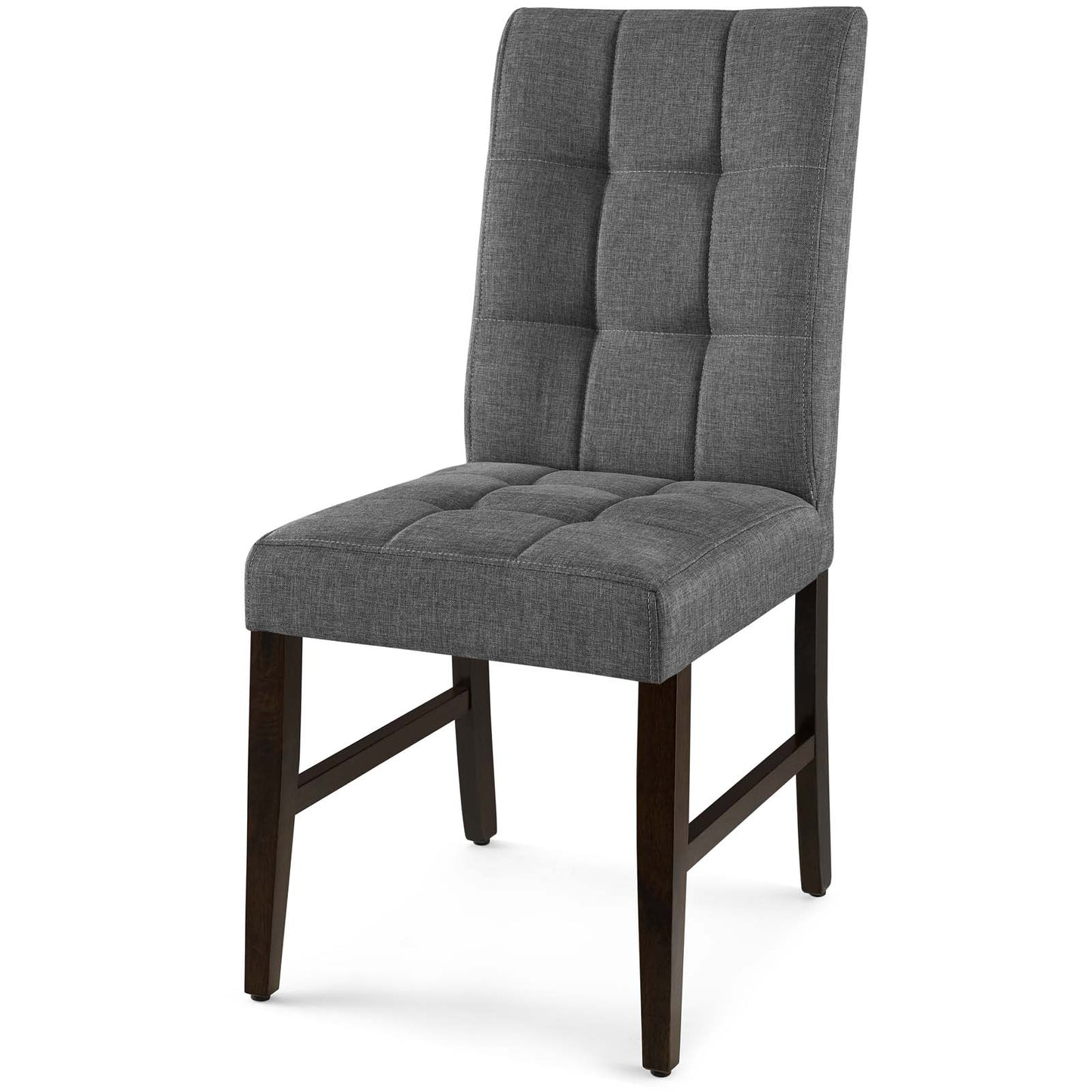 Promulgate Biscuit Tufted Upholstered Fabric Dining Chair Set of 2, Fabric, Wood, Grey Gray, 18169