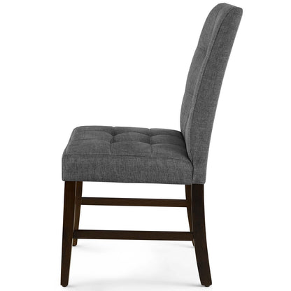 Promulgate Biscuit Tufted Upholstered Fabric Dining Chair Set of 2, Fabric, Wood, Grey Gray, 18169