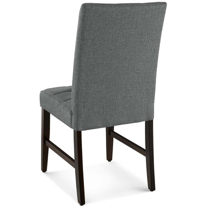 Promulgate Biscuit Tufted Upholstered Fabric Dining Chair Set of 2, Fabric, Wood, Grey Gray, 18169