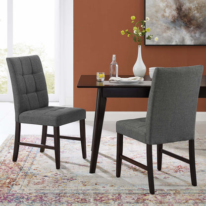 Promulgate Biscuit Tufted Upholstered Fabric Dining Chair Set of 2, Fabric, Wood, Grey Gray, 18169