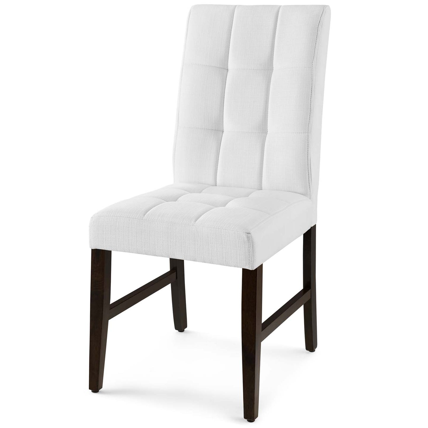Promulgate Biscuit Tufted Upholstered Fabric Dining Chair Set of 2, Fabric, Wood, White, 18171