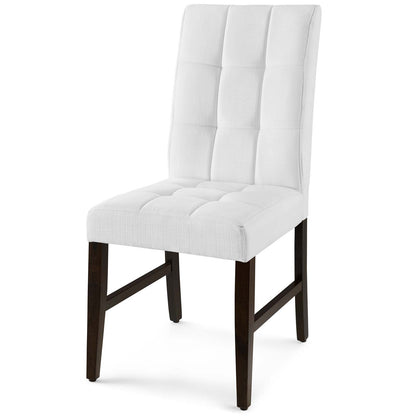 Promulgate Biscuit Tufted Upholstered Fabric Dining Chair Set of 2, Fabric, Wood, White, 18171