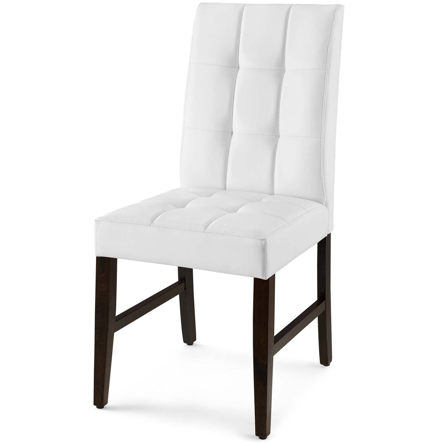 Promulgate Biscuit Tufted Upholstered Faux Leather Dining Side Chair Set of 2, Faux Leather, Wood, White, 18172