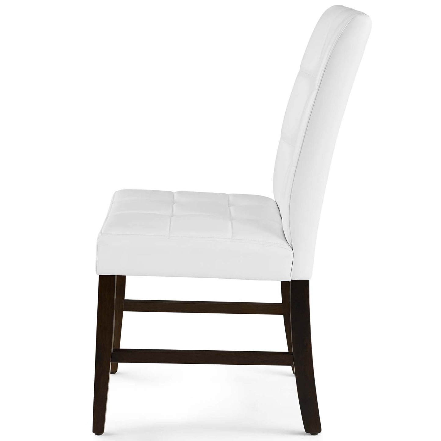 Promulgate Biscuit Tufted Upholstered Faux Leather Dining Side Chair Set of 2, Faux Leather, Wood, White, 18172