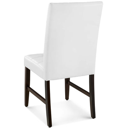Promulgate Biscuit Tufted Upholstered Faux Leather Dining Side Chair Set of 2, Faux Leather, Wood, White, 18172