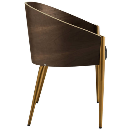 Cooper Faux Leather Dining Armchair, Wood Metal Steel, Gold 15384