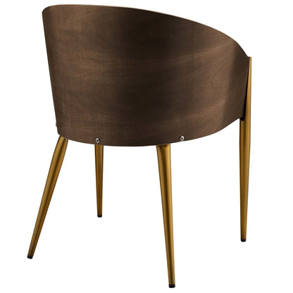 Cooper Faux Leather Dining Armchair, Wood Metal Steel, Gold 15384