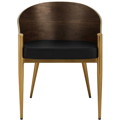Cooper Faux Leather Dining Armchair, Wood Metal Steel, Gold 15384