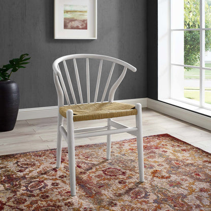 Flourish Spindle Wood Dining Side Chair, Wood, White 15389