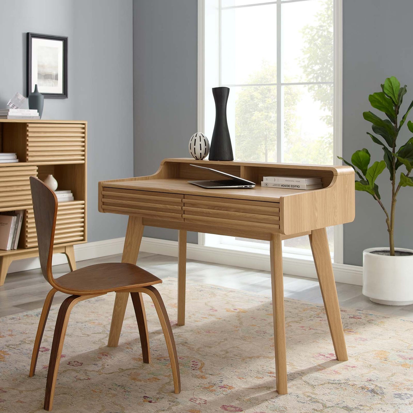 Render Writing Desk, Wood, Brown Oak, 18173