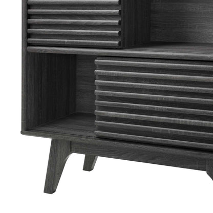 Render Three-Tier Display Storage Cabinet Stand, Wood, Dark Grey Gray, 18174