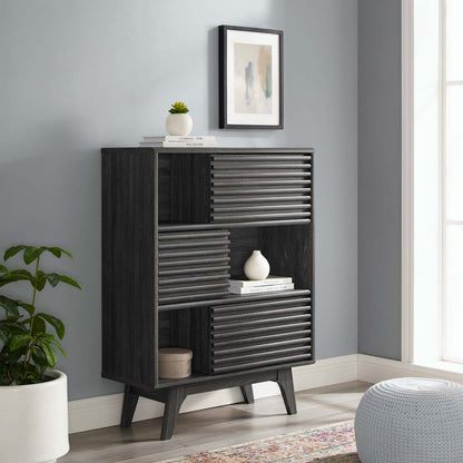 Render Three-Tier Display Storage Cabinet Stand, Wood, Dark Grey Gray, 18174