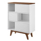 Render Three-Tier Display Storage Cabinet Stand, Wood, Brown Walnut White, 18176