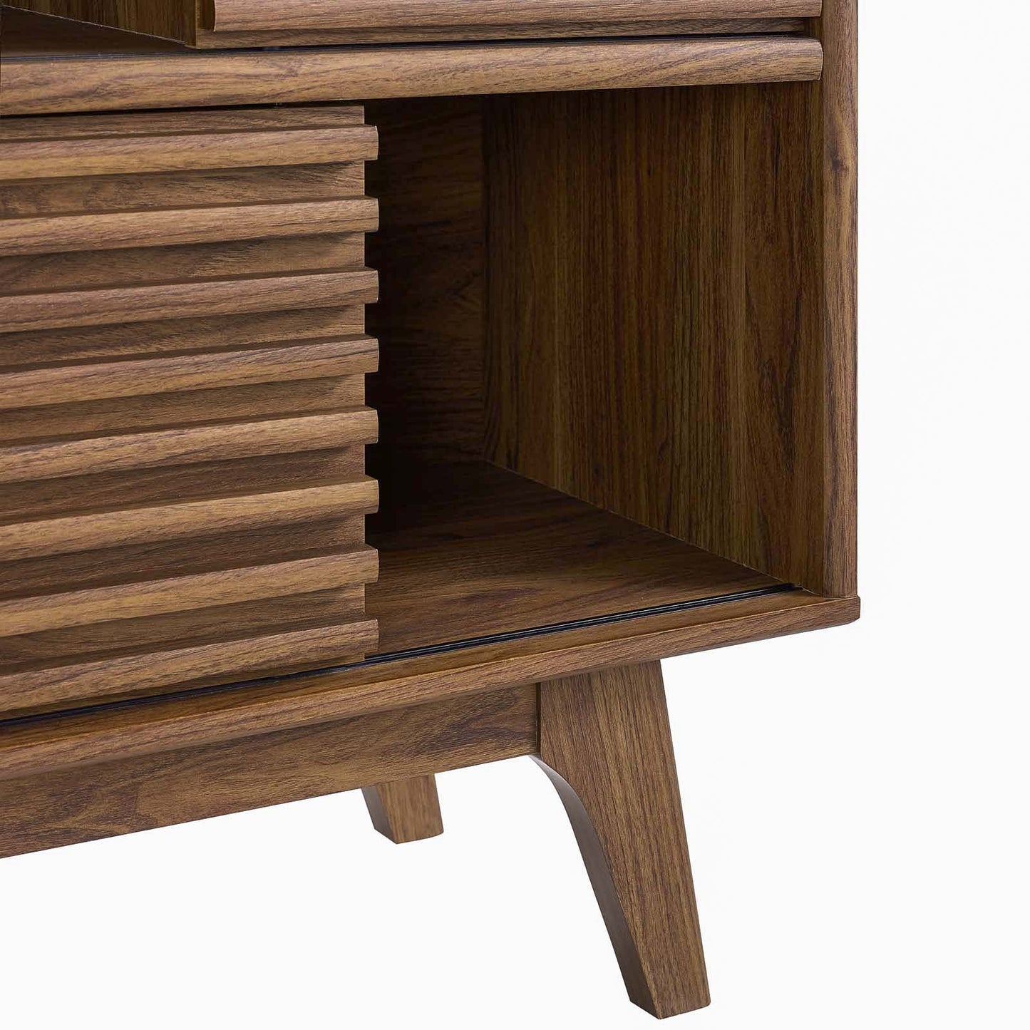 Render Three-Tier Display Storage Cabinet Stand, Wood, Natural Walnut Brown, 17992