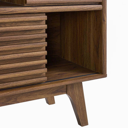 Render Three-Tier Display Storage Cabinet Stand, Wood, Natural Walnut Brown, 17992