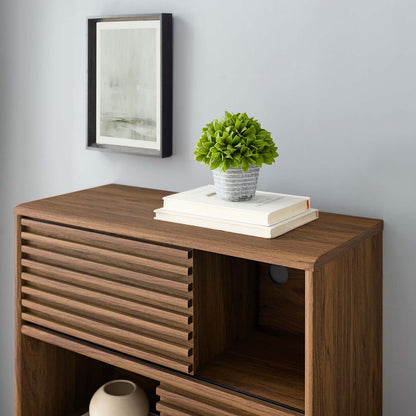 Render Three-Tier Display Storage Cabinet Stand, Wood, Natural Walnut Brown, 17992