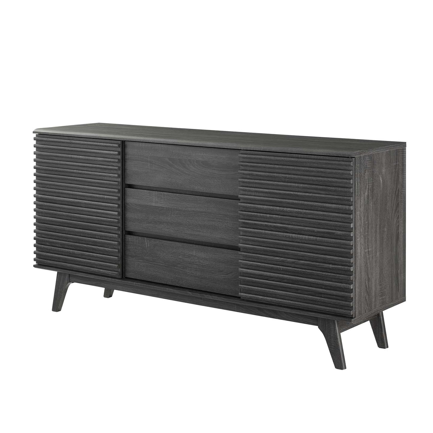 Render 63" Sideboard Buffet Table or TV Stand, Wood, Dark Grey Gray, 18177