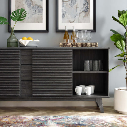 Render 63" Sideboard Buffet Table or TV Stand, Wood, Dark Grey Gray, 18177
