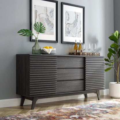 Render 63" Sideboard Buffet Table or TV Stand, Wood, Dark Grey Gray, 18177