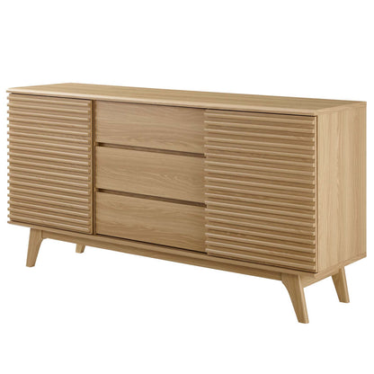 Render 63" Sideboard Buffet Table or TV Stand, Wood, Brown Oak, 18178