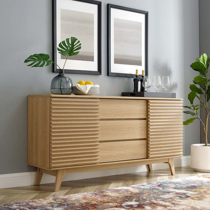 Render 63" Sideboard Buffet Table or TV Stand, Wood, Brown Oak, 18178