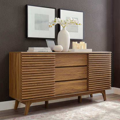 Render 63" Sideboard Buffet Table or TV Stand, Wood, Natural Walnut Brown, 17993
