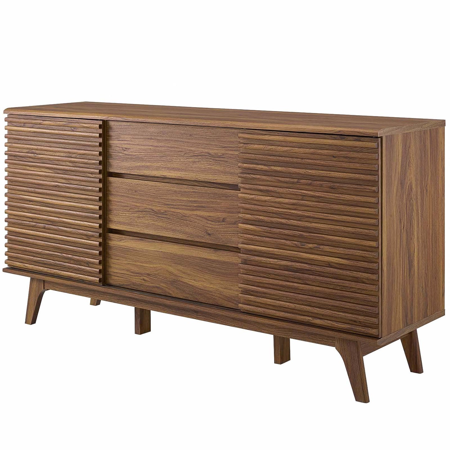 Render 63" Sideboard Buffet Table or TV Stand, Wood, Natural Walnut Brown, 17993
