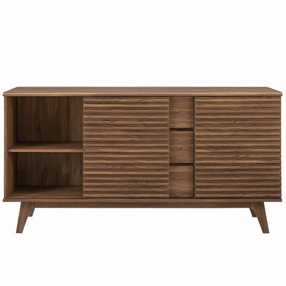 Render 63" Sideboard Buffet Table or TV Stand, Wood, Natural Walnut Brown, 17993