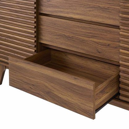 Render 63" Sideboard Buffet Table or TV Stand, Wood, Natural Walnut Brown, 17993