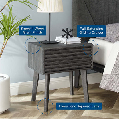 Render End Table, Wood, Dark Grey Gray, 18179