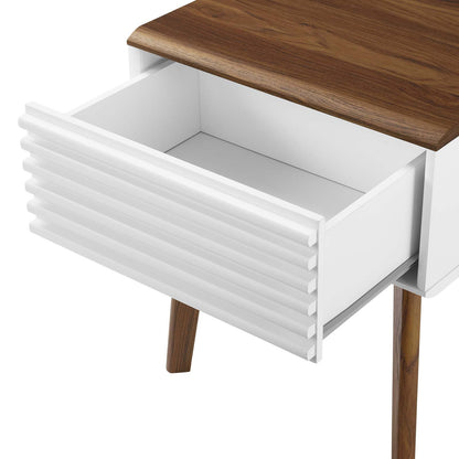 Render End Table, Wood, Brown Walnut White, 18181