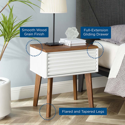 Render End Table, Wood, Brown Walnut White, 18181