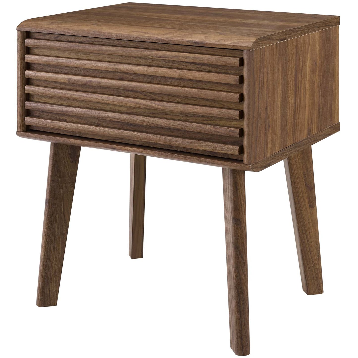 Render End Table Nightstand, Wood, Natural Walnut Brown, 17994