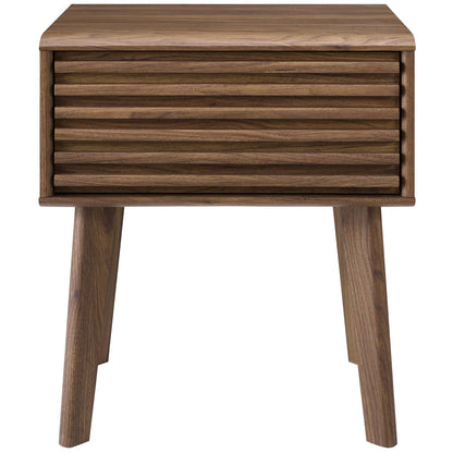 Render End Table Nightstand, Wood, Natural Walnut Brown, 17994