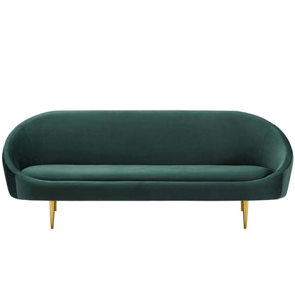 Sublime Vertical Curve Back Performance Velvet Sofa, Velvet Fabric, Green, 17293