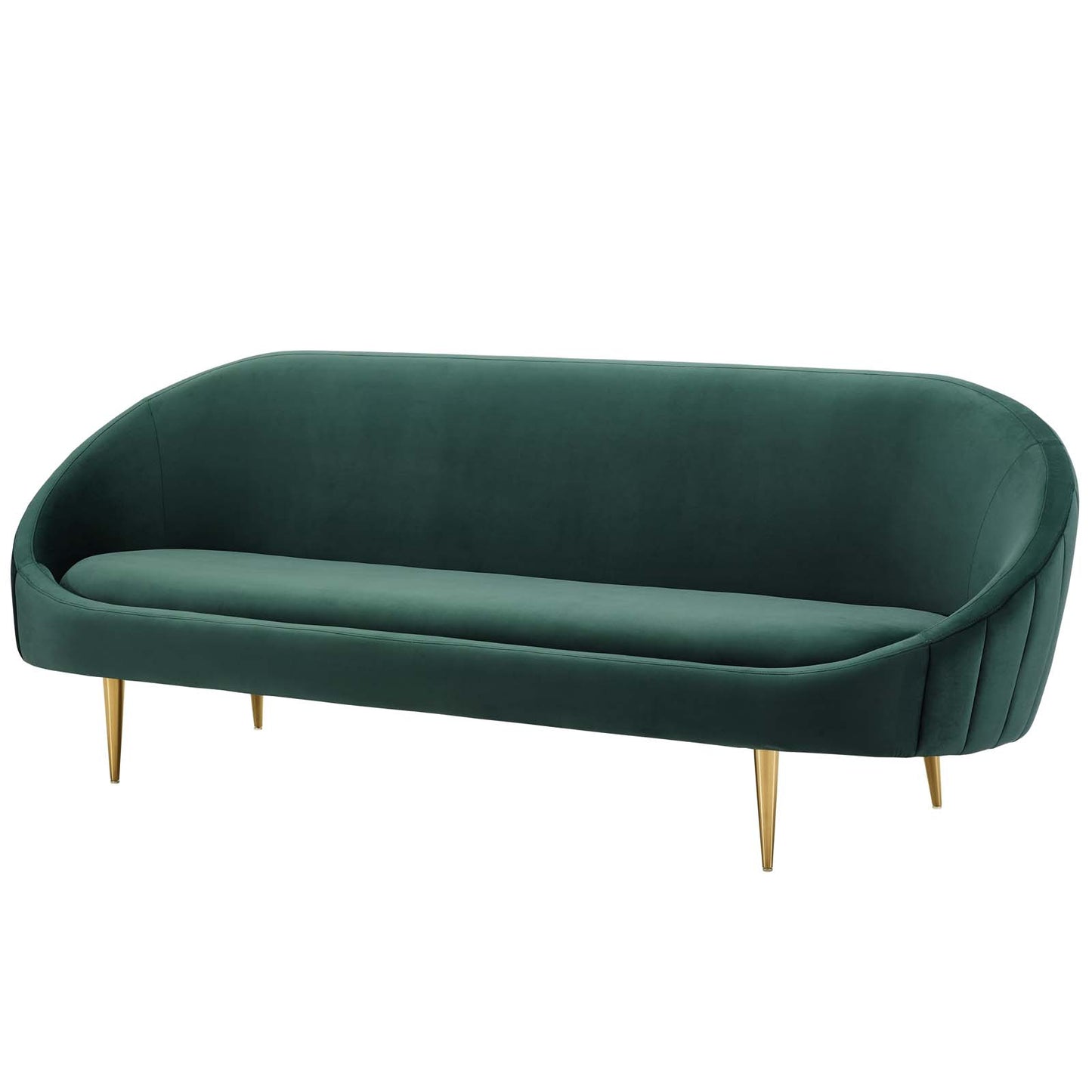 Sublime Vertical Curve Back Performance Velvet Sofa, Velvet Fabric, Green, 17293