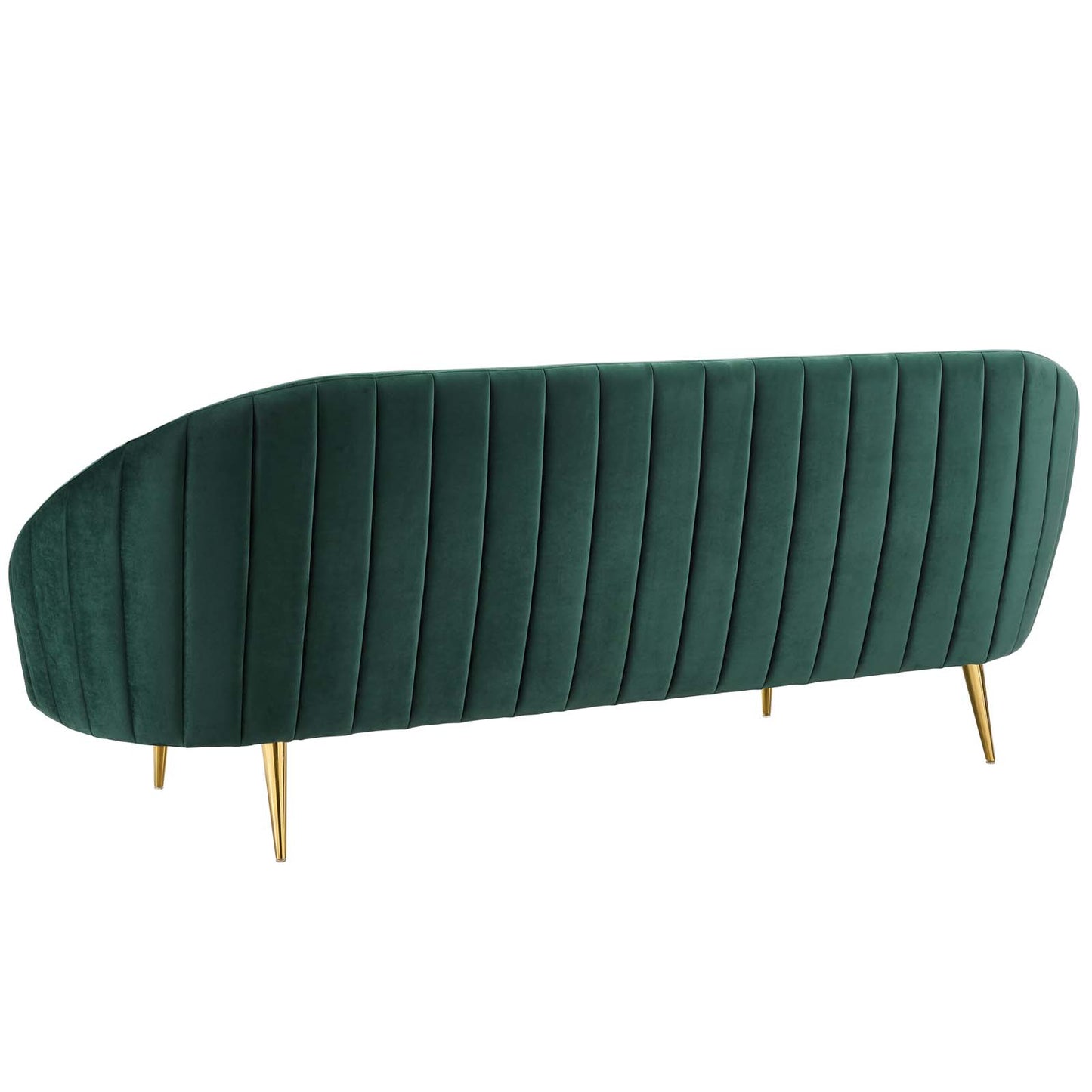 Sublime Vertical Curve Back Performance Velvet Sofa, Velvet Fabric, Green, 17293