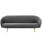 Sublime Vertical Curve Back Performance Velvet Sofa, Velvet Fabric, Grey Gray, 17294