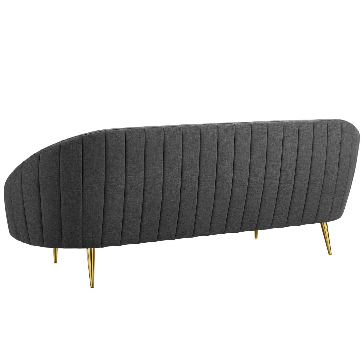 Sublime Vertical Curve Back Fabric Sofa, Fabric Steel Metal, Grey Gray, 17296