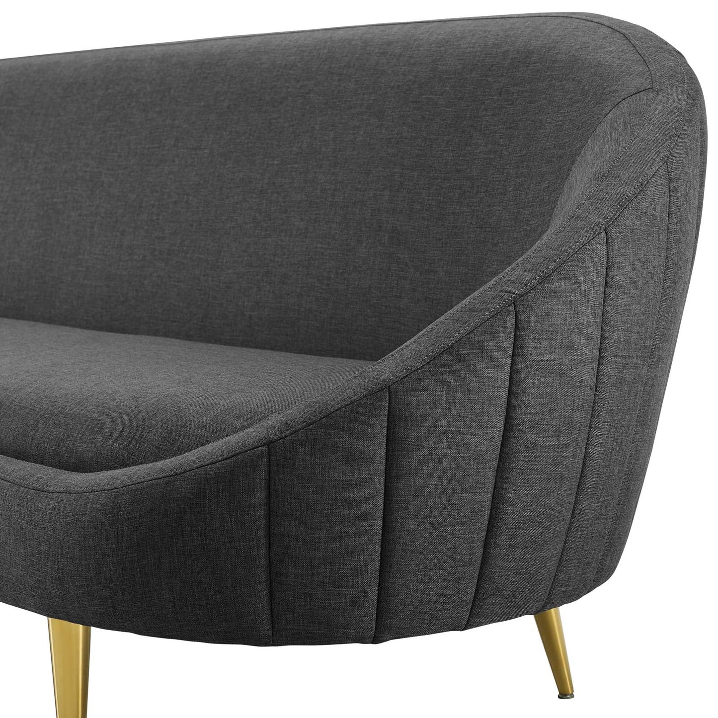 Sublime Vertical Curve Back Fabric Sofa, Fabric Steel Metal, Grey Gray, 17296